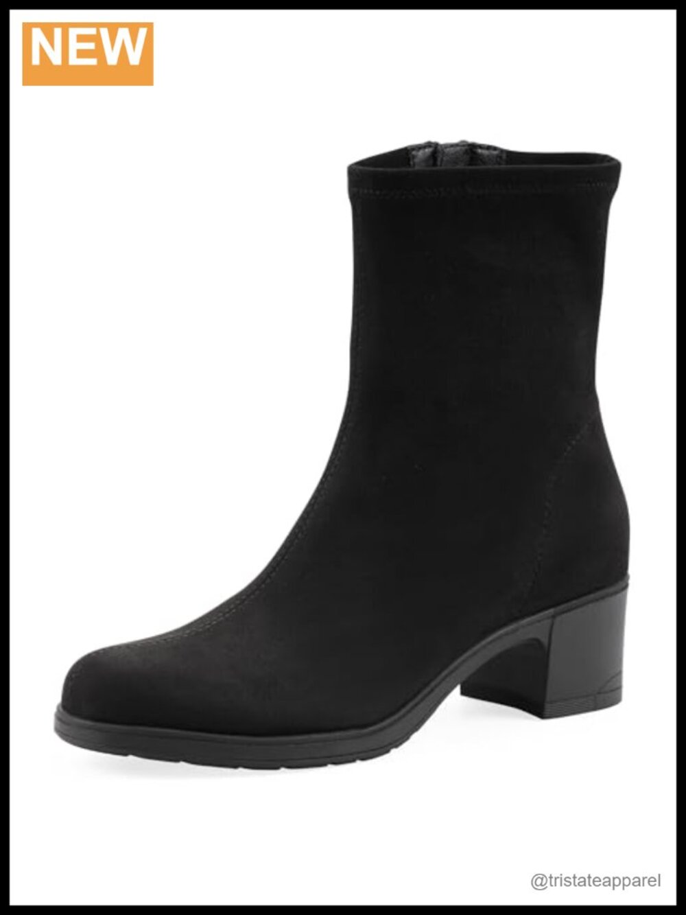 Women's Block Heel Bootie Ankle Boots Stretch Textile Zip